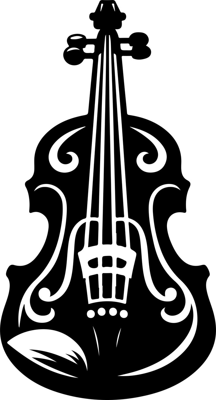 Vetor silhueta de ícone de instrumento musical de violino 7