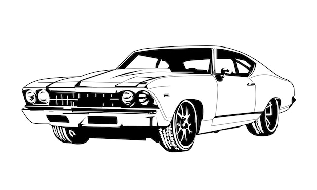 Silhueta de ilustração de carro retrô chevrolet