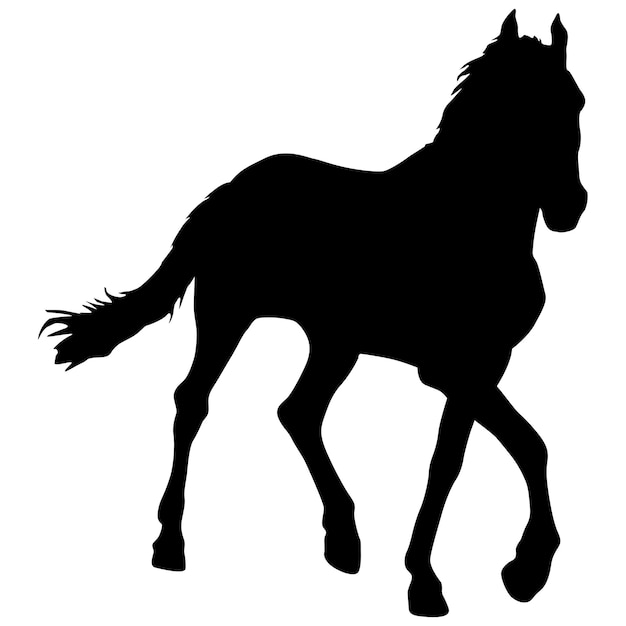 Vetor silhueta de ilustração vetorial de cavalo mustang preto