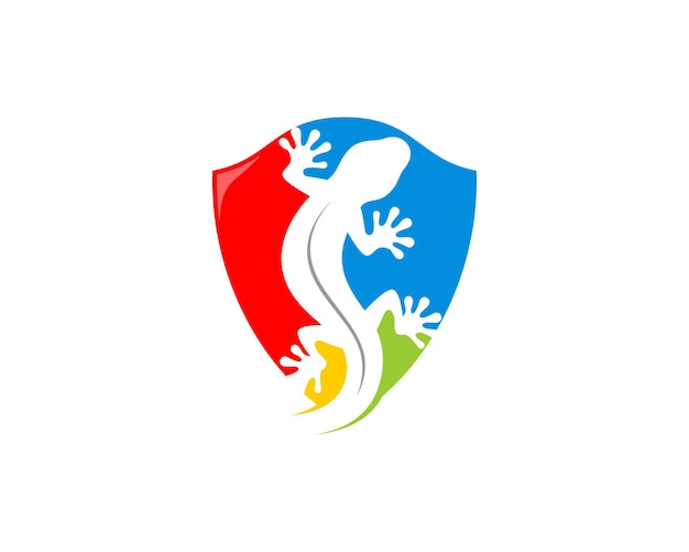Silhueta de lagartixa no logotipo do escudo de segurança