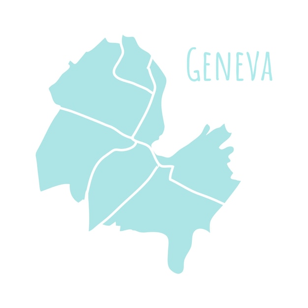 Silhueta de mapa de genebra minimalista colorida com estradas principais