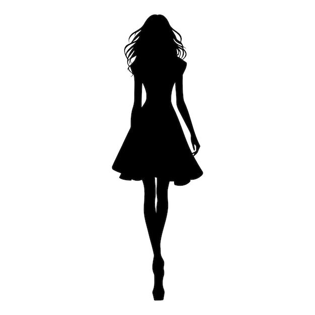 Silhueta de menina caminhando em uma passarela ilustração vetorial de vista frontal