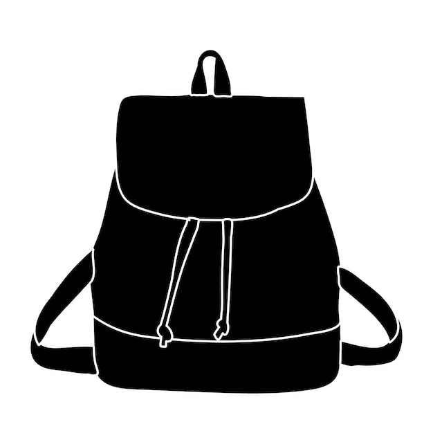 Vetor silhueta de mochila feminina em fundo branco