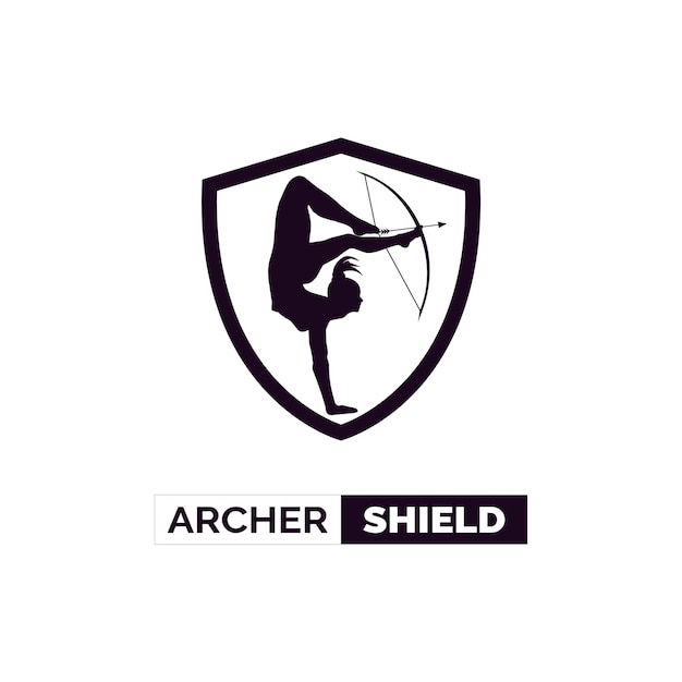 Silhueta de modelo de design de logotipo archer shield para marca ou empresa e outros