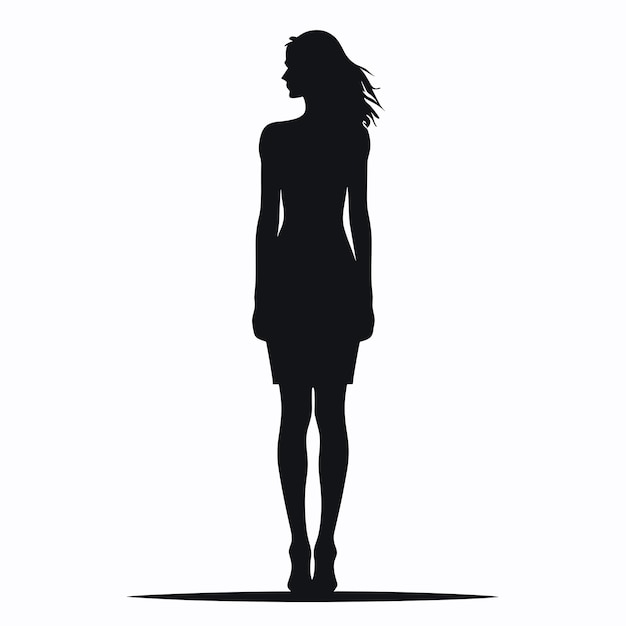 Silhueta de mulher de pé mulher solteira de pé sozinha ilustração vetorial
