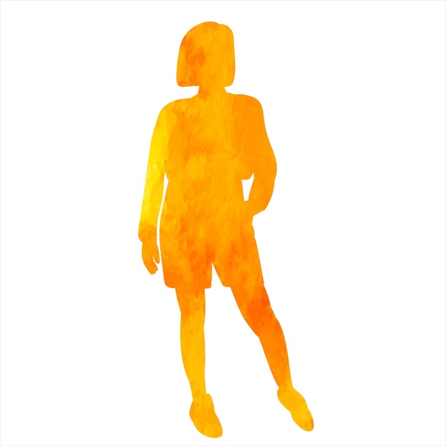 Silhueta de mulher em aquarela no vetor isolado de fundo branco