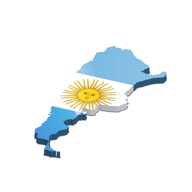 Silhueta de país argentina com bandeira em branco