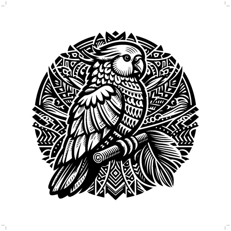 Vetor silhueta de papagaio-ara em animal ilustração tribal da polinésia étnica