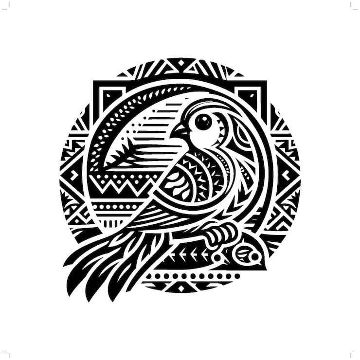 Vetor silhueta de pássaro amoroso em animal ilustração tribal da polinésia étnica