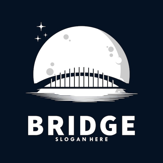 Silhueta de ponte com design de logotipo de lua