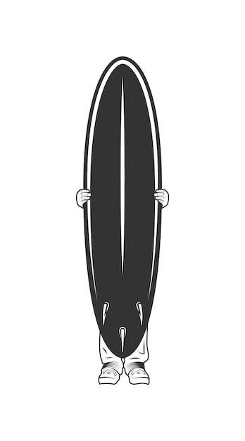 Silhueta de prancha de surf isolada no fundo branco elementos de design ilustração vetorial