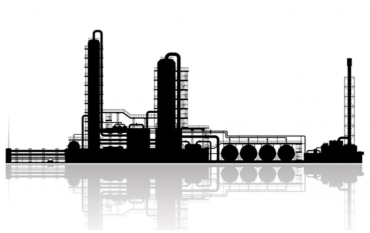 Vetor silhueta de refinaria de petróleo