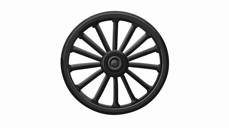 Vetor silhueta de roda de carro preta em fundo branco
