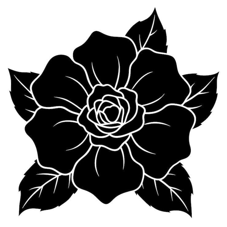 Vetor silhueta de rosa de rocha preta