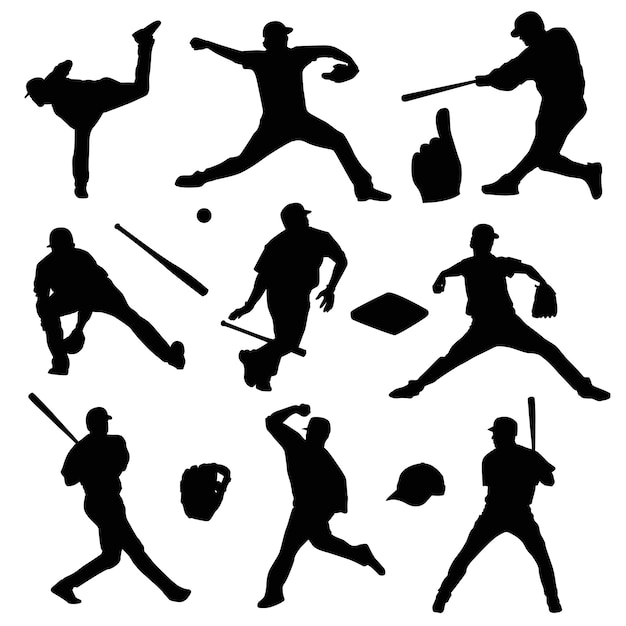 Silhueta de símbolo de clipart de pessoas do esporte de beisebol