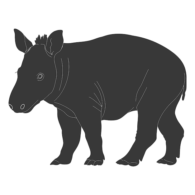 Vetor silhueta de tapir animal cor preta apenas