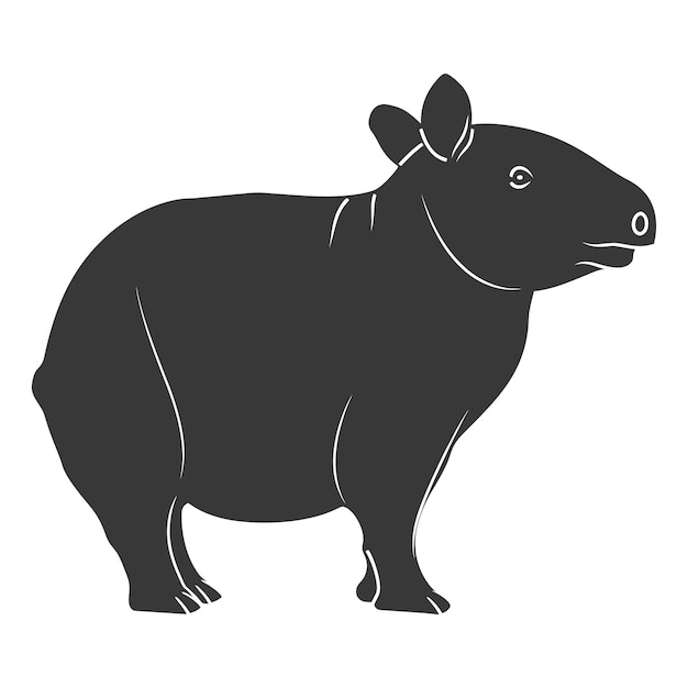 Vetor silhueta de tapir animal cor preta apenas