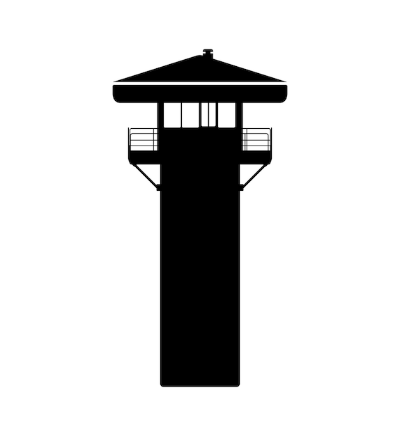 Vetor silhueta de torre de prisão, checkpoint de prisão de torre de vigia overlook ilustração.