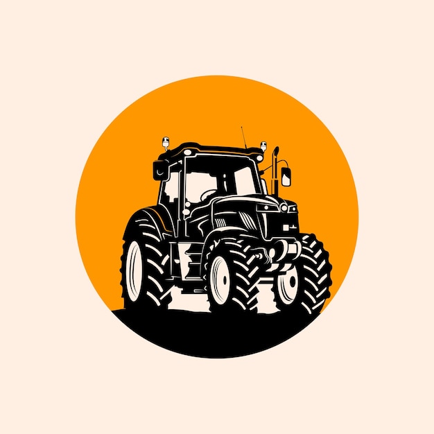 silhueta de um caminhão agrícola com um fundo de círculo laranja para torná-lo mais elegante