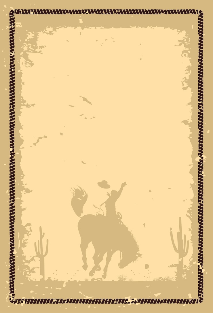Silhueta de um cowboy cavalgando um cavalo selvagem ao pôr do sol
