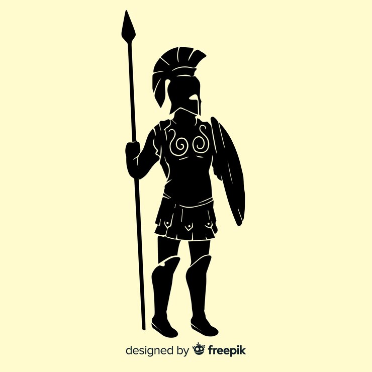 Vetor silhueta de um guerreiro espartano
