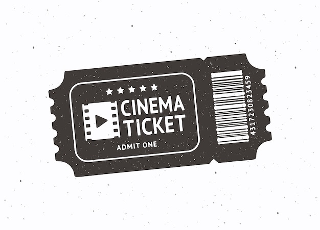 Vetor silhueta de um ingresso de cinema com ilustração vetorial de código de barras