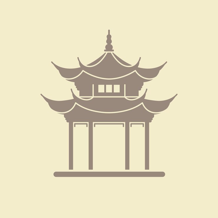 Vetor silhueta de um pavilhão antigo em hangzhou pavilhão da china no lago oeste em hangzhou conceito de turismo