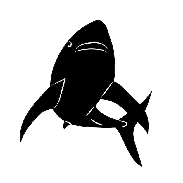 Vetor silhueta de um tubarão vista de baixo em um vetor de fundo branco