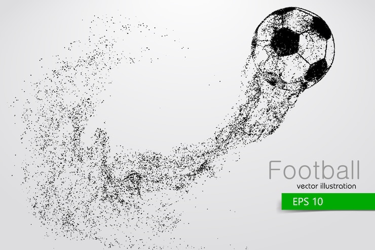 Silhueta de uma bola de futebol de partículas