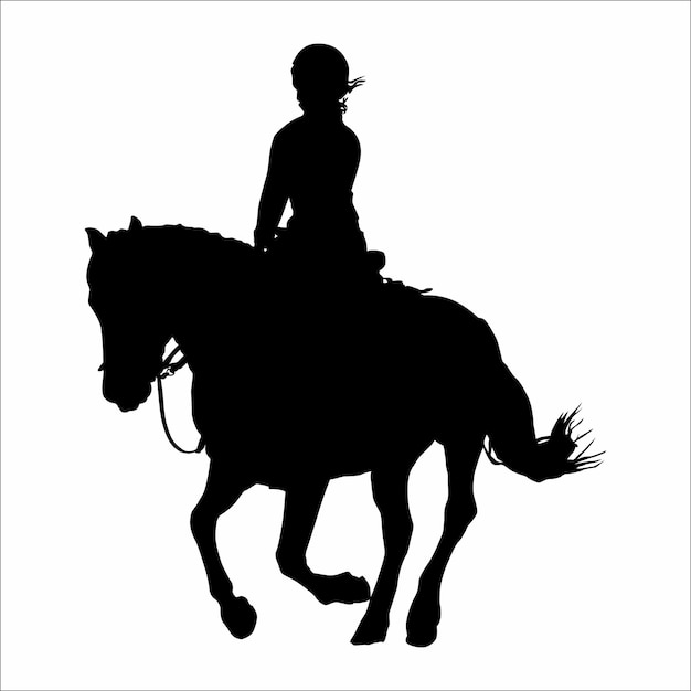Silhueta de uma mulher montando um cavalo