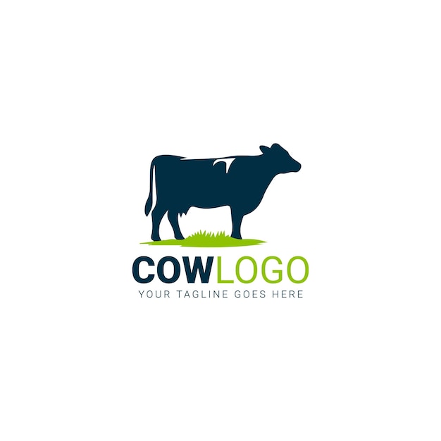 Silhueta de vaca com design de logotipo de mancha verde
