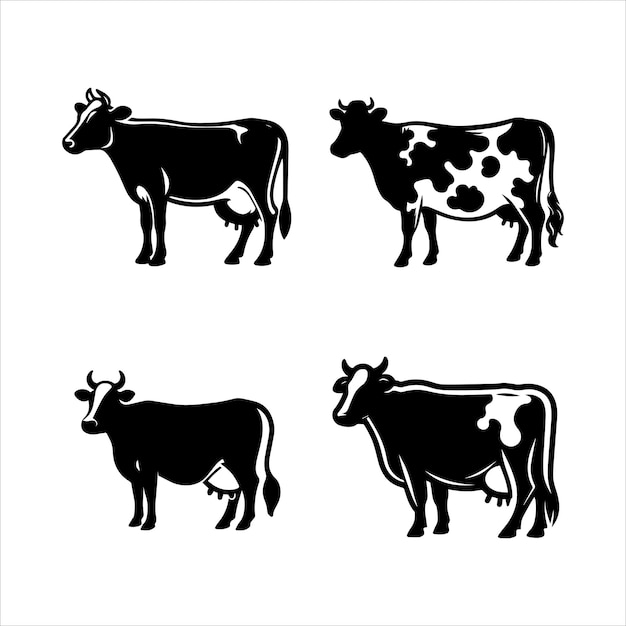 Vetor silhueta de vaca ícone vetorial design gráfico de logotipo