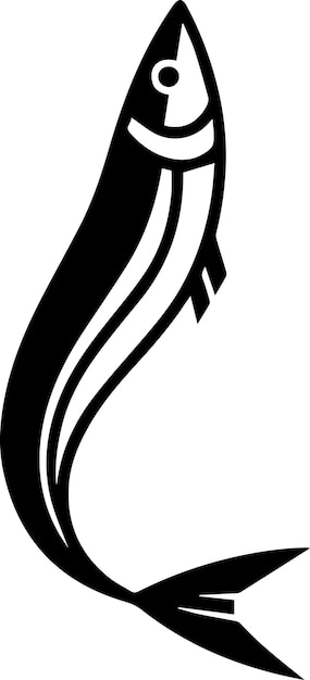 Silhueta de vetor de anchoa mínima cor preta fundo branco 5