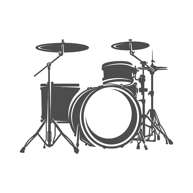 Vetor silhueta de vetor de design de tambor realista de ilustração vetorial de tambor