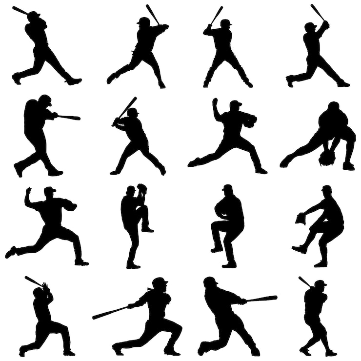 Vetor silhueta de vetor de jogador de beisebol