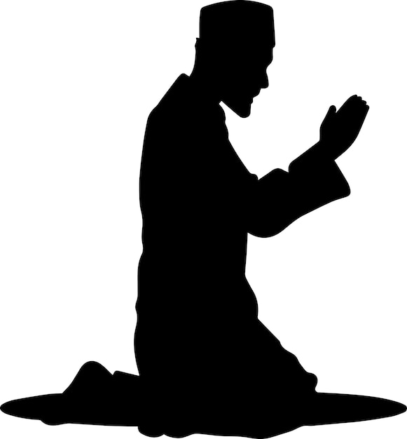 Vetor silhueta de vetor de oração islâmica uma silhueta de vetor de oração muçulmana a allah