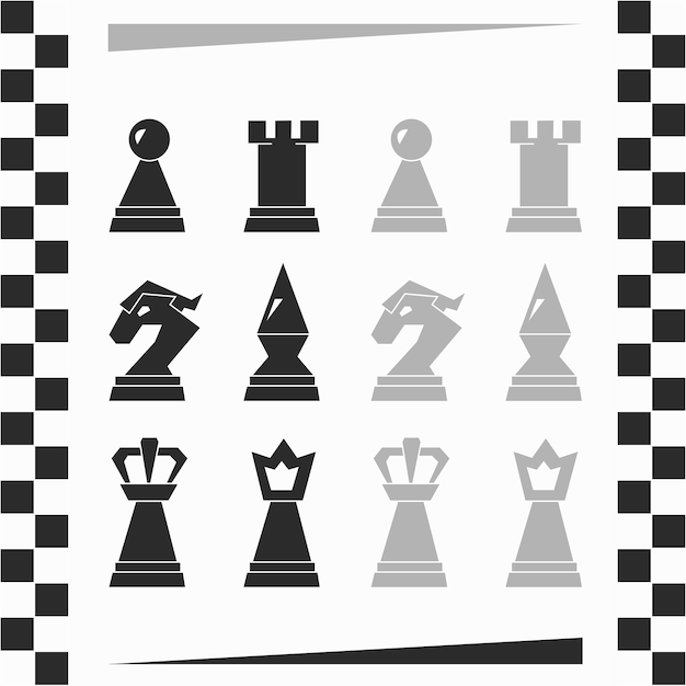 Vetor silhueta de xadrez monocromática