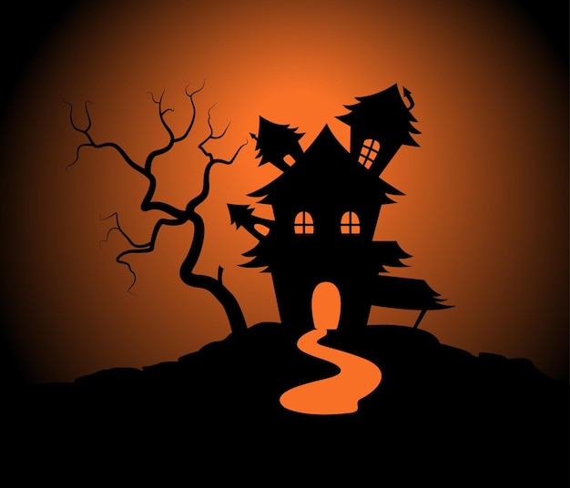 Vetor silhueta do castelo de halloween