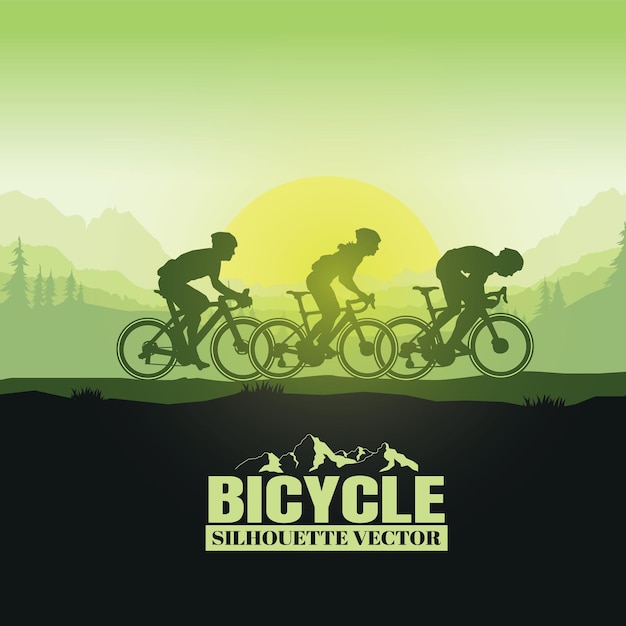 Silhueta do ciclismo uma ilustração vetorial de bicicleta.