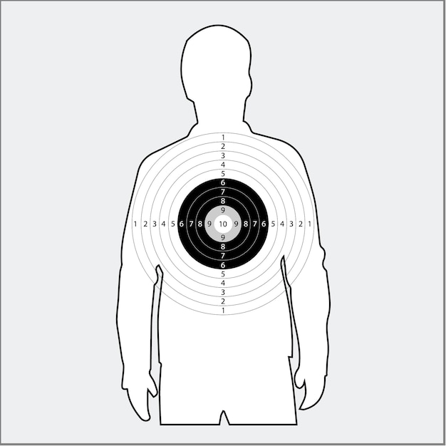 Vetor silhueta do corpo humano alvo para treinamento de tiro