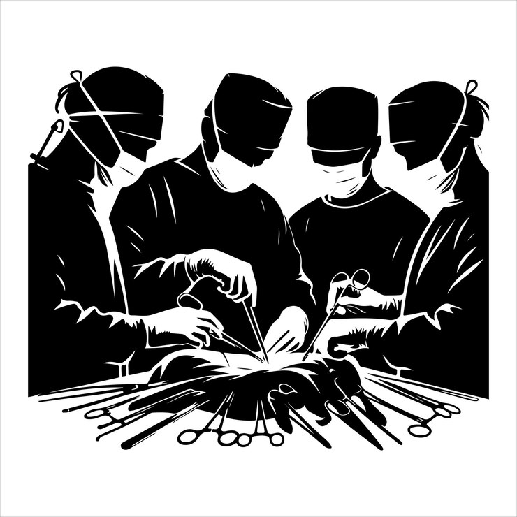 Vetor silhueta do doutor e do paciente cuidadoso vector de saúde de cor preta 25