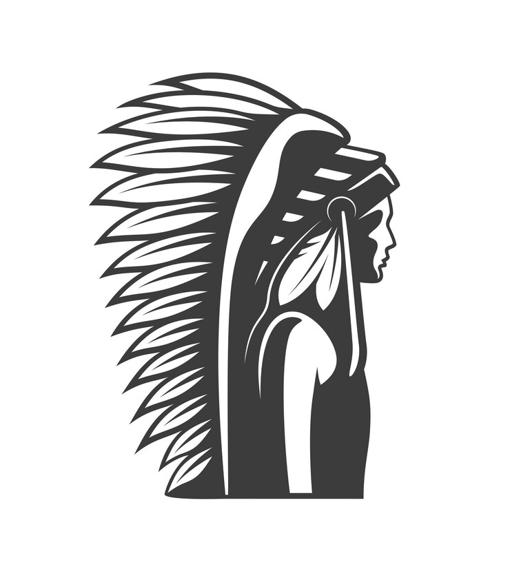 Vetor silhueta do elemento de design índio americano perfil nativo americano ilustração vetorial