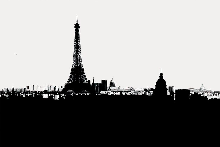 Vetor silhueta do horizonte de paris com marcos