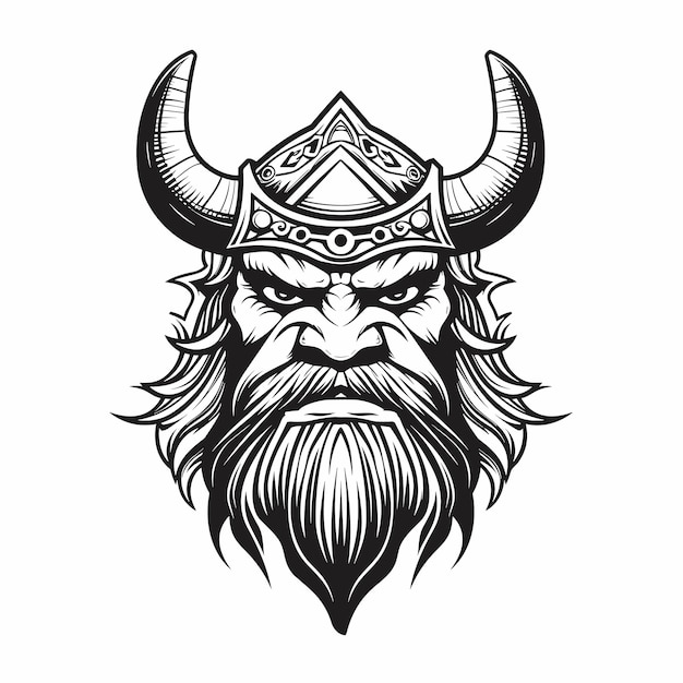 Vetor silhueta do logotipo da cabeça viking