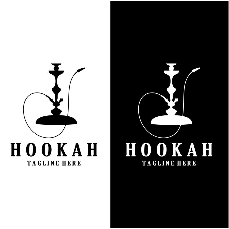 Vetor silhueta do logotipo de shisha ou cachimbo de água vintage para o clube barcafevape e loja