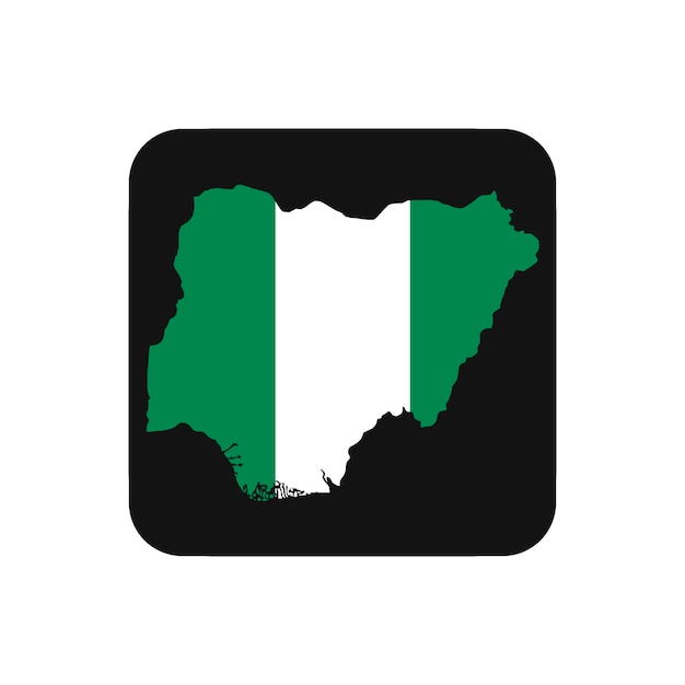 Silhueta do mapa da nigéria com bandeira em fundo preto