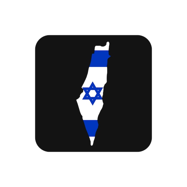 Silhueta do mapa de israel com bandeira em fundo preto