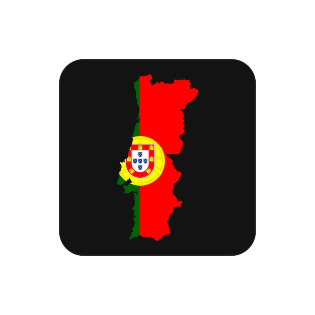 Silhueta do mapa de portugal com bandeira em fundo preto