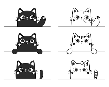 Desenho de gatinho  Gatos, Desenhos de gatos, Desenhos preto e branco