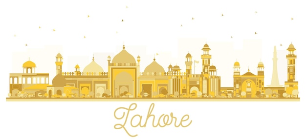 Silhueta dourada do horizonte de lahore paquistão city. ilustração vetorial.